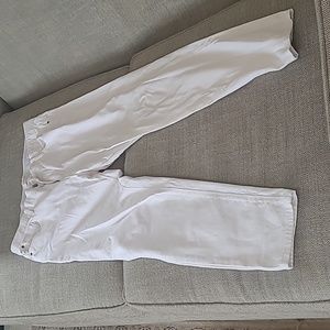 White straight leg jeans